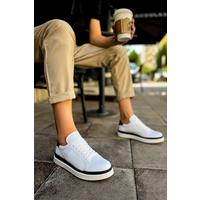 CH979 - Santoni GBT Spor Erkek Ayakkabı BEYAZ/SIYAH