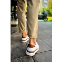 CH979 - Santoni GBT Spor Erkek Ayakkabı BEYAZ/TABA