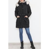 Double Pocket Fur Lined Coat Black - 8131.1316.