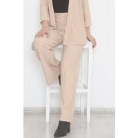Striped Wide Leg Trousers Beige - 1737.1095.