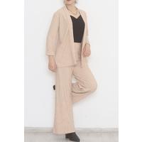 Striped Wide Leg Trousers Beige - 1737.1095.