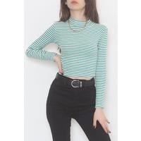 Striped Fisherman Crop Blouse Green - 471118.1567.