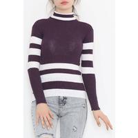 Striped Turtleneck Body Purple - 10623.1319.