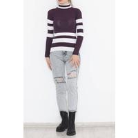 Striped Turtleneck Body Purple - 10623.1319.