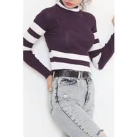 Striped Turtleneck Body Purple - 10623.1319.