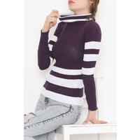 Striped Turtleneck Body Purple - 10623.1319.