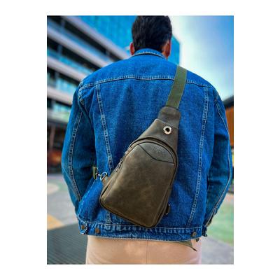 CNT008 - Cilt Deri Erkek Omuz Çantası HAKI