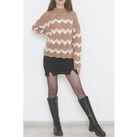 Толқынды жолақты трикотаж Sütlükbrown - 390.1577.
