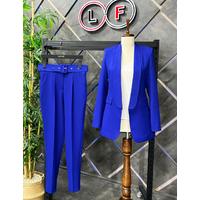Tuxedo Suit with Skinny Leg Trousers Saks Blue