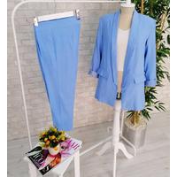 Tuxedo Suit with Skinny Leg Trousers Baby Blue