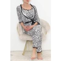 Desenli 3'Lü Pijama Takımı Beyazgri - 11497.1048.