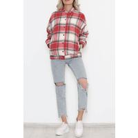 Red coloured patterned jacket shirt - 2406.1367.