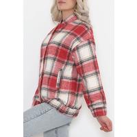 Red coloured patterned jacket shirt - 2406.1367.
