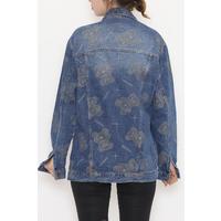 Patterned Denim Jacket Light Blue - 2271.1367.