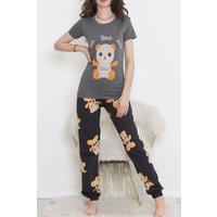 Desenli Pijama Takımı Füme - 15279.1773.
