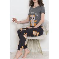Desenli Pijama Takımı Füme - 15279.1773.