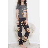 Desenli Pijama Takımı Füme - 15279.1773.