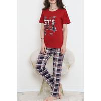 Desenli Pijama Takımı Kırmızı - 15279.1773.