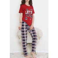 Desenli Pijama Takımı Kırmızı - 15279.1773.
