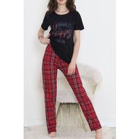 Desenli Pijama Takımı Siyah - 15279.1773.