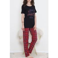 Desenli Pijama Takımı Siyah - 15279.1773.