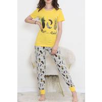 Desenli Pijama Takımı Sarı - 15279.1773.