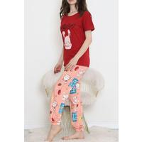 Desenli Pijama Takımı Kırmızıpudra - 15279.1773.