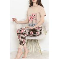 Desenli Pijama Takımı Vizonpembe - 15279.1773.