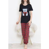 Desenli Pijama Takımı Siyahkırmızı - 15279.1773.