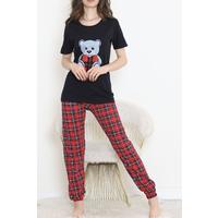 Desenli Pijama Takımı Siyahkırmızı - 15279.1773.