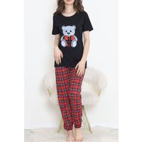 Desenli Pijama Takımı Siyahkırmızı - 15279.1773.