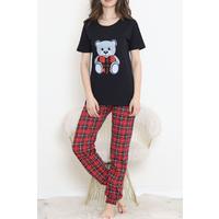Desenli Pijama Takımı Siyahkırmızı - 15279.1773.