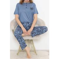 Desenli Pijama Takımı İndigo3 - 11405.1048.