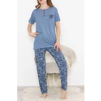 Desenli Pijama Takımı İndigo3 - 11405.1048.