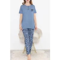Desenli Pijama Takımı İndigo3 - 11405.1048.