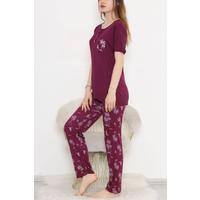 Desenli Pijama Takımı Mor - 11405.1048.