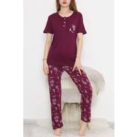 Desenli Pijama Takımı Mor - 11405.1048.