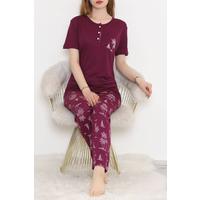 Desenli Pijama Takımı Mor - 11405.1048.