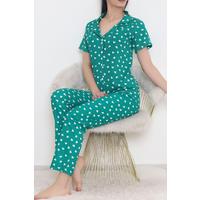 Desenli Pijama Takımı Yeşil - 10682.1287.