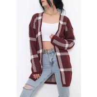 Desenli Triko Hırka Bordo - 7652.1319.
