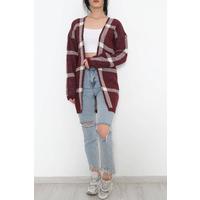 Desenli Triko Hırka Bordo - 7652.1319.