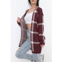 Desenli Triko Hırka Bordo - 7652.1319.