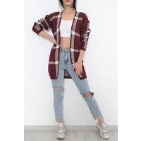 Desenli Triko Hırka Bordo - 7652.1319.