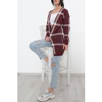 Desenli Triko Hırka Bordo - 7652.1319.