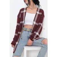 Desenli Triko Hırka Bordo - 7652.1319.