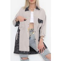 Patterned Long Jacket Stone - 1343.1367.