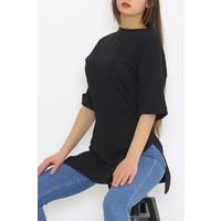 Қос жеңді қырлы футболка Қара - 8714.1567.