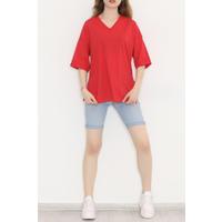 Double Sleeve V-Neck T-Shirt Red - 11308.1567.