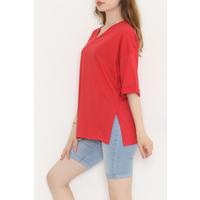 Double Sleeve V-Neck T-Shirt Red - 11308.1567.