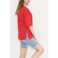 Double Sleeve V-Neck T-Shirt Red - 11308.1567.